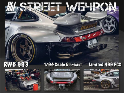 Street Weapon 1/64 RWB993 GT Wing Heavenly Modified Silver