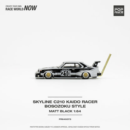 Pop Race 1/64 SKYLINE C210 BOSOZOKU STYLE MATT BLACK