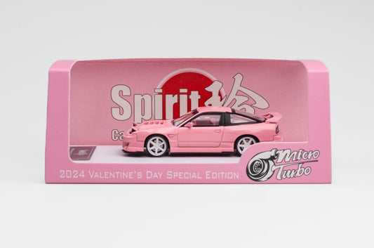 [ETA:  Jun 2024 ] MicroTurbo 1/64 Miyabi 180SX (S13 Silvia) Spirit Rei Modified Valentine`s Day Special Edition - Metallic Pink (Retractable-Headlight, Visible Engine)