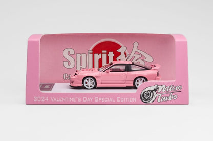 MicroTurbo 1/64 Miyabi 180SX (S13 Silvia) Spirit Rei Modified Valentine`s Day Special Edition - Metallic Pink (Retractable-Headlight, Visible Engine)