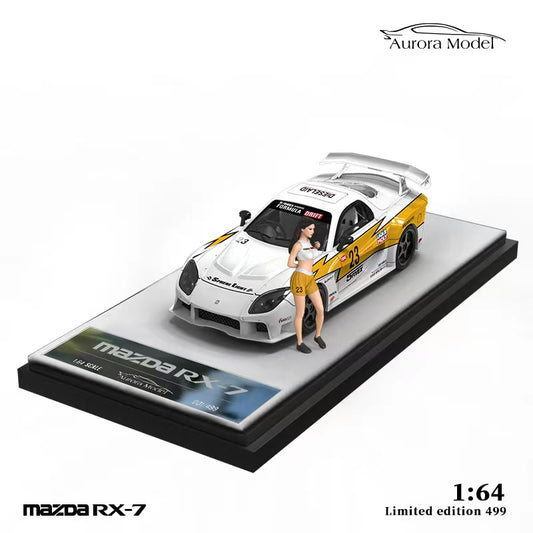 Aurora Model x Time Micro 1/64 RX-7 FD3S Veilside Fortune Modified -White Flash 23# Livery