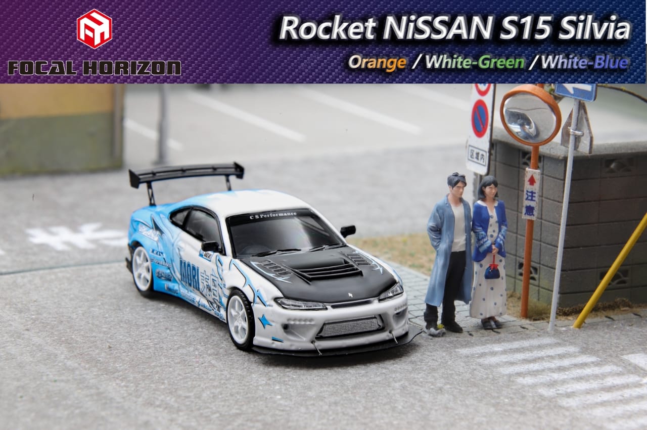 Focal Horizon 1/64 Pandem Rocket Bunny Silvia S15 - Mori White & Blue