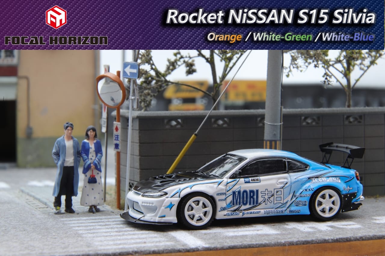 Focal Horizon 1/64 Pandem Rocket Bunny Silvia S15 - Mori White & Blue