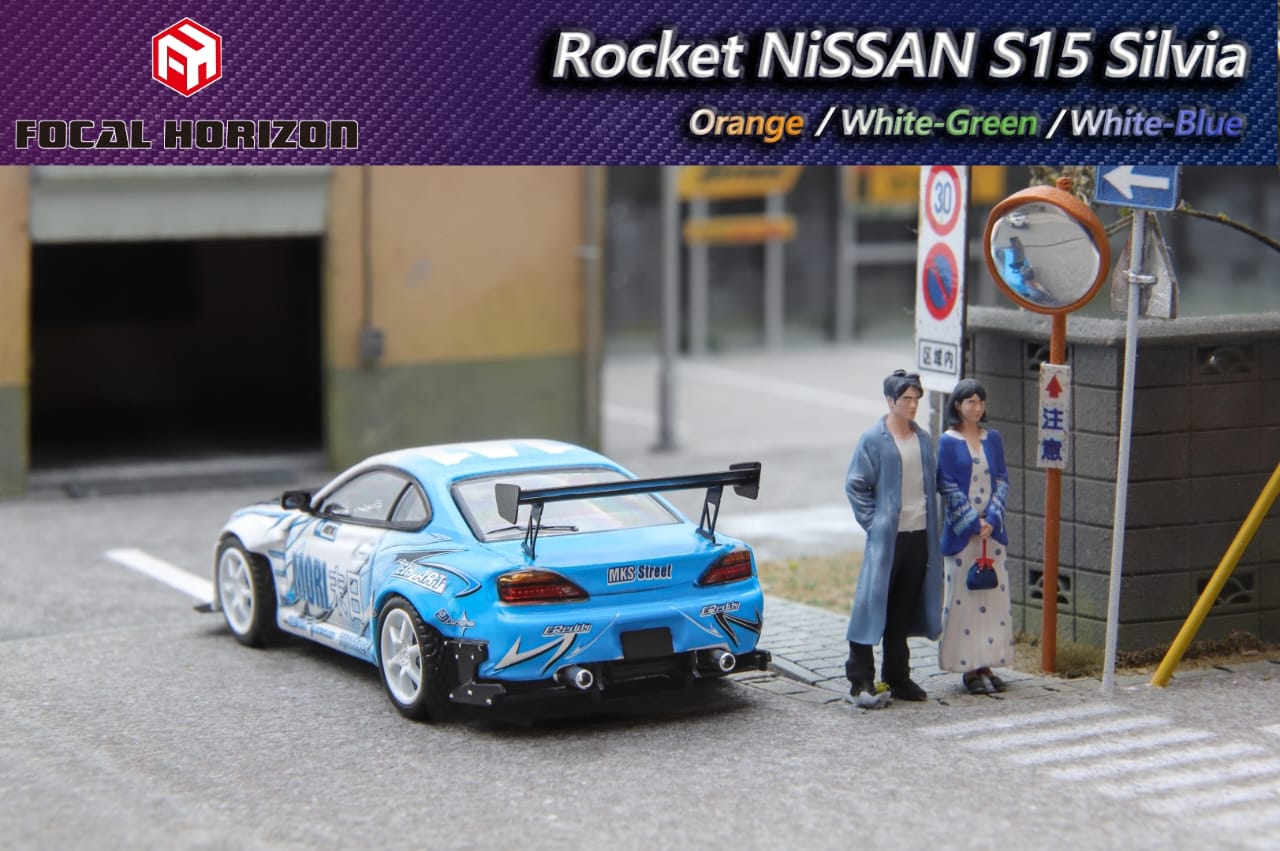 Focal Horizon 1/64 Pandem Rocket Bunny Silvia S15 - Mori White & Blue