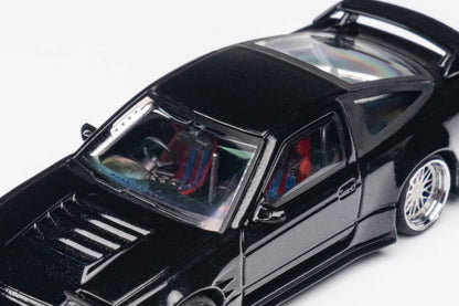 MicroTurbo 1/64 S13 Silvia 180SX Type X Modified - Metallic Black (Retractable-Headlight, Visible Engine)