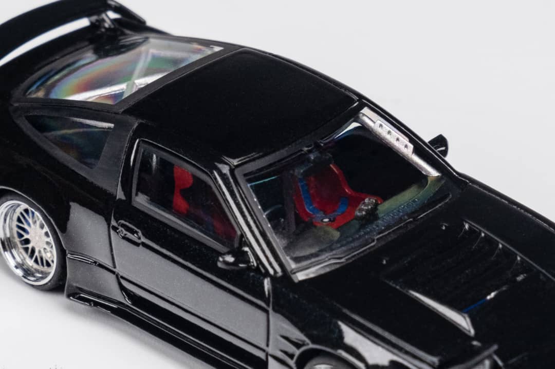 MicroTurbo 1/64 S13 Silvia 180SX Type X Modified - Metallic Black (Retractable-Headlight, Visible Engine)