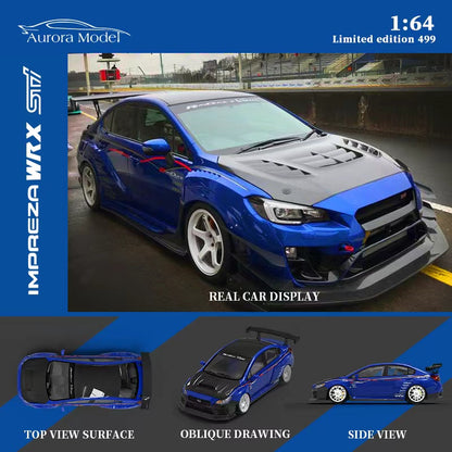 Time Micro x Aurora 1/64 WRX STI VA Version 2014 Blue with Carbon-Hood