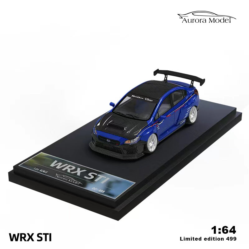 Time Micro x Aurora 1/64 WRX STI VA Version 2014 Blue with Carbon-Hood