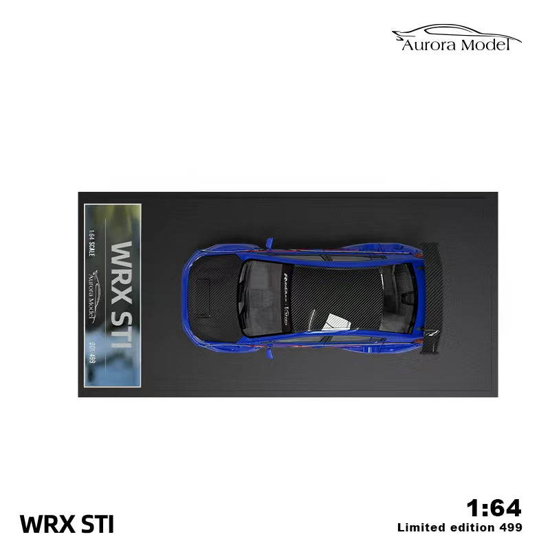 Time Micro x Aurora 1/64 WRX STI VA Version 2014 Blue with Carbon-Hood