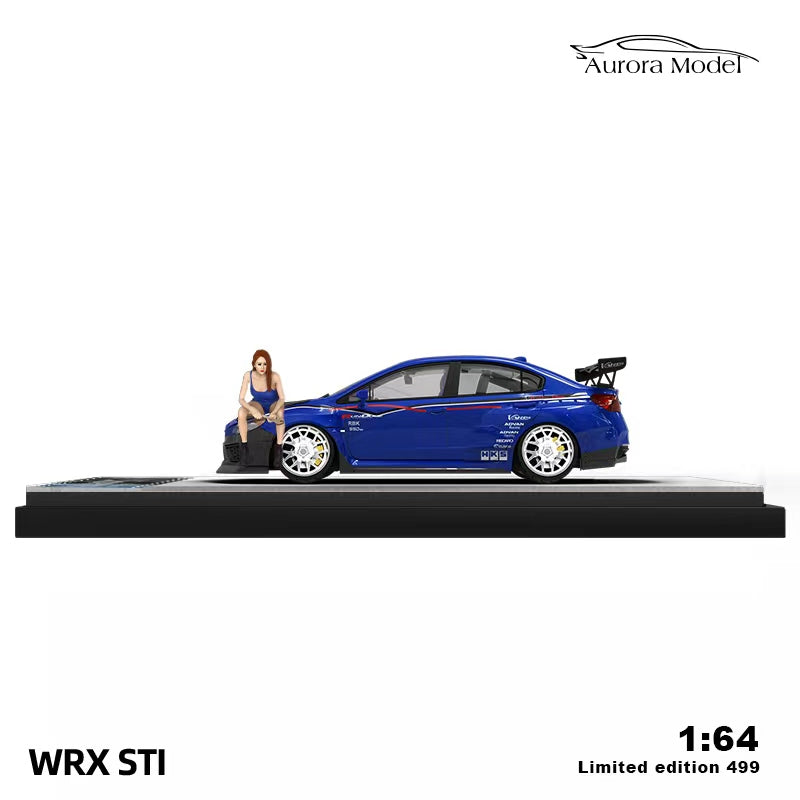 Time Micro x Aurora 1/64 WRX STI VA Version 2014 Blue with Carbon-Hood