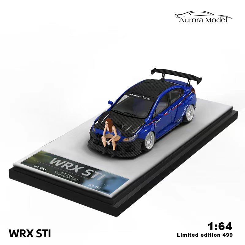 Time Micro x Aurora 1/64 WRX STI VA Version 2014 Blue with Carbon-Hood