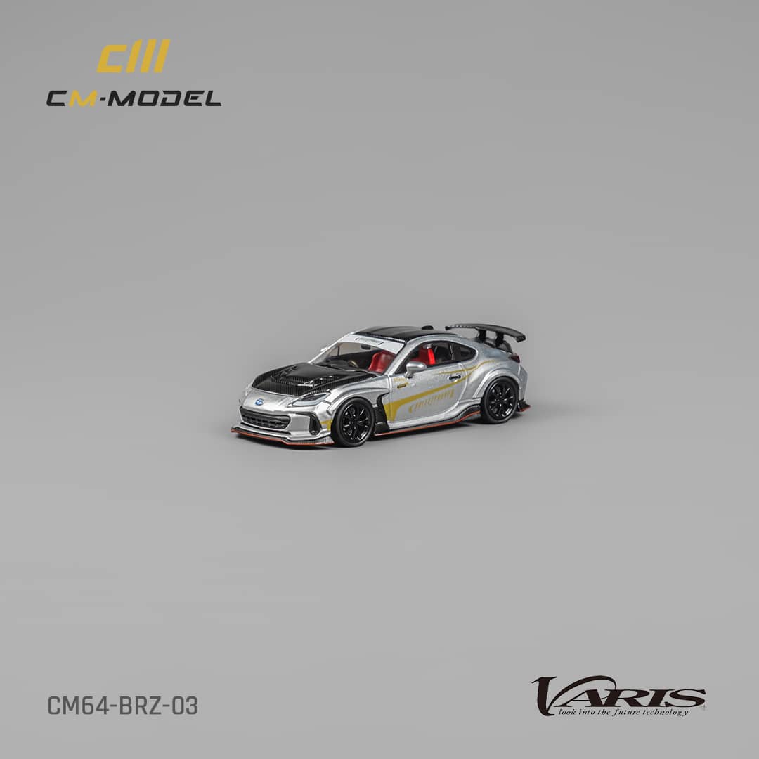 CM Model 1/64 Subaru Varis BRZ Mk2 ZD8 Arising-1 Modified - Silver with Strips (Carbon-Hood)