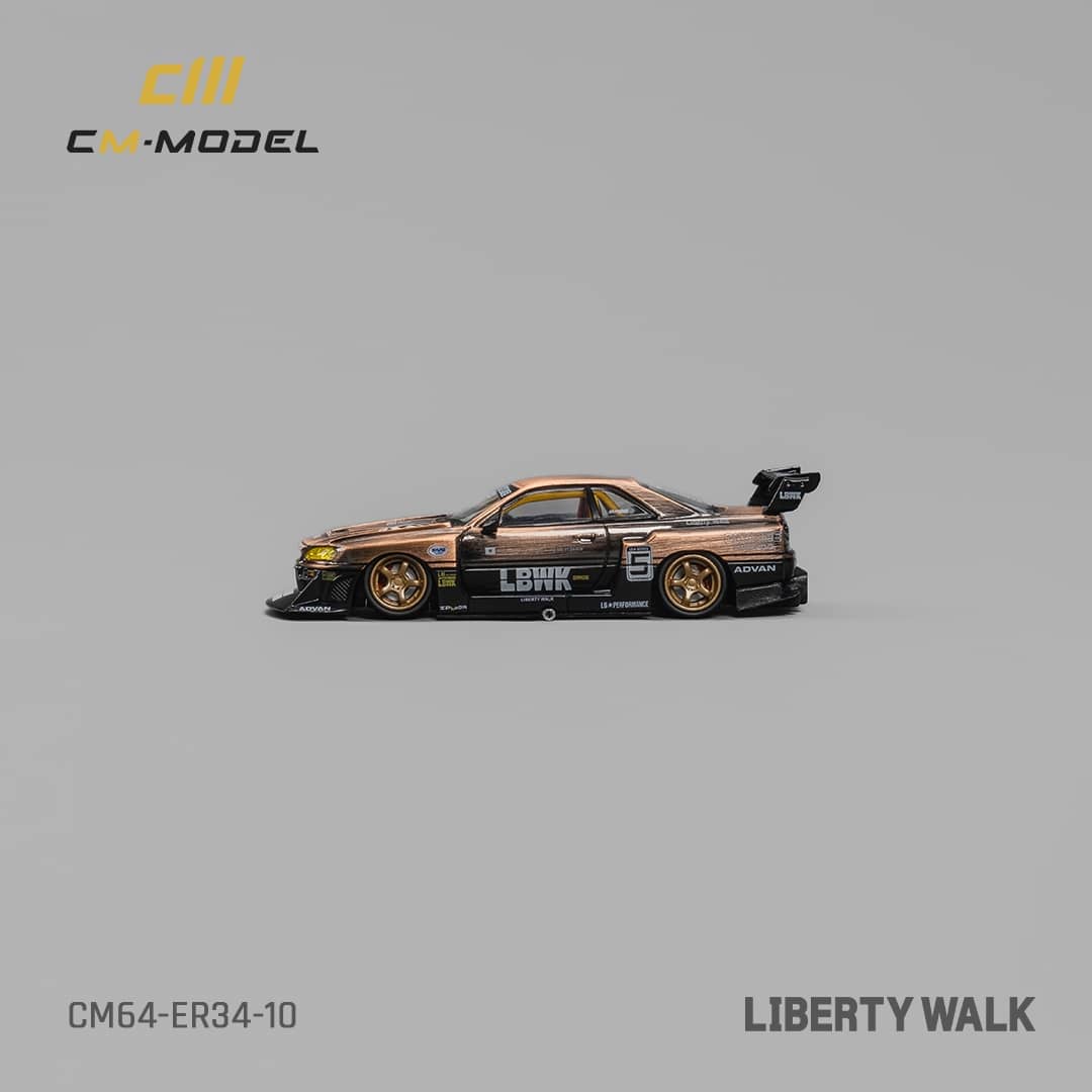 CM Model 1/64 Nissan LBWK Skyline GT-R R34, Super Silhouette ER34 Bronze