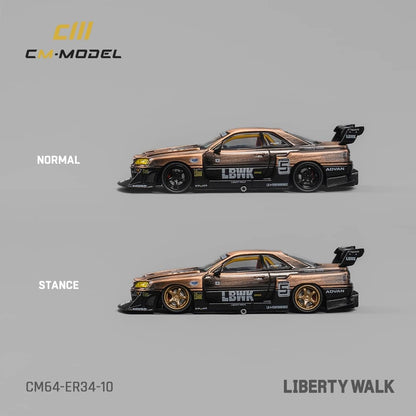 CM Model 1/64 Nissan LBWK Skyline GT-R R34, Super Silhouette ER34 Bronze