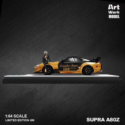 ArtWork Model x Time Micro 1/64 Supra A80 Gold with Black Strips Livery