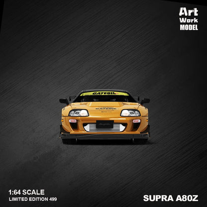 ArtWork Model x Time Micro 1/64 Supra A80 Gold with Black Strips Livery