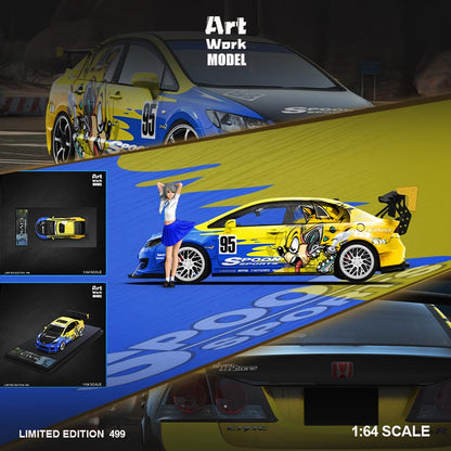 ArtWork Model x Time Micro 1/64 Civic FD2 Track Edition Modified Spoon 95# Cartoon Livery