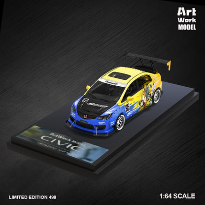 ArtWork Model x Time Micro 1/64 Civic FD2 Track Edition Modified Spoon 95# Cartoon Livery