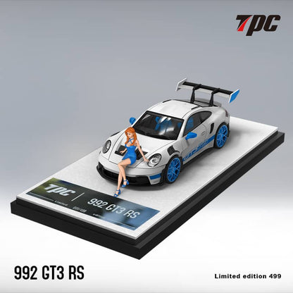 TPC x Time Micro 1/64 992 GT3 RS White (Blue Rims)