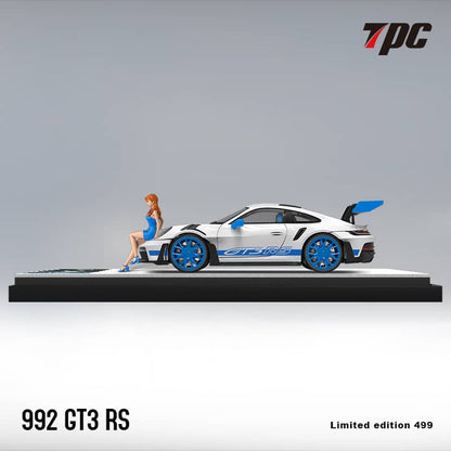 TPC x Time Micro 1/64 992 GT3 RS White (Blue Rims)