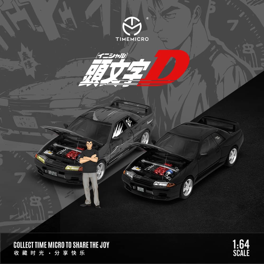 Time Micro 1/64 Skyline GT-R R32 Initial D Livery – Black Ice Diecast