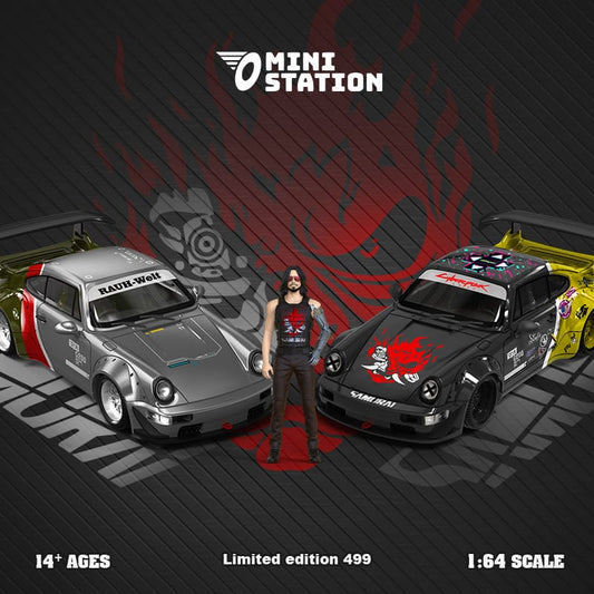 Mini Station x Time Micro 1/64 RWB964 GT Wing WildBody - Samurai Cyberpunk Livery