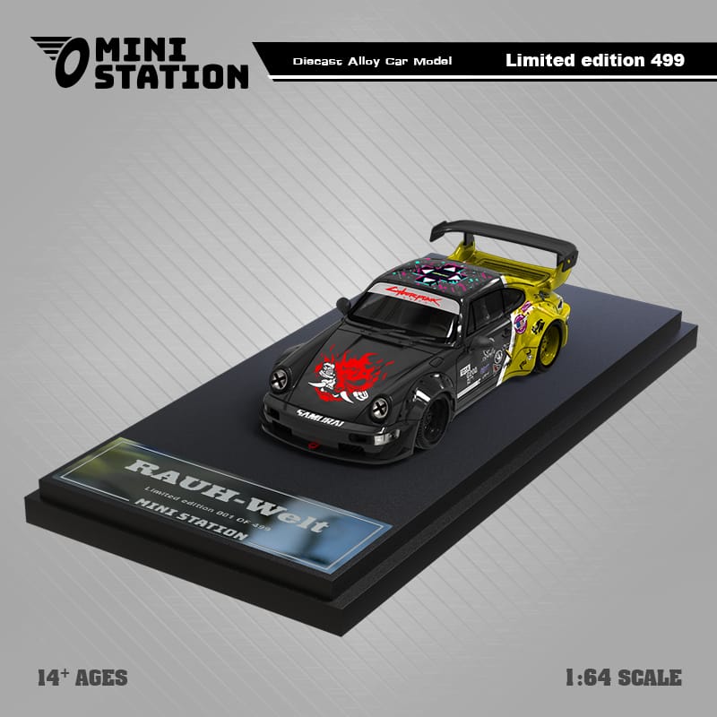 Mini Station x Time Micro 1/64 RWB964 GT Wing WildBody - Samurai Cyberpunk Livery