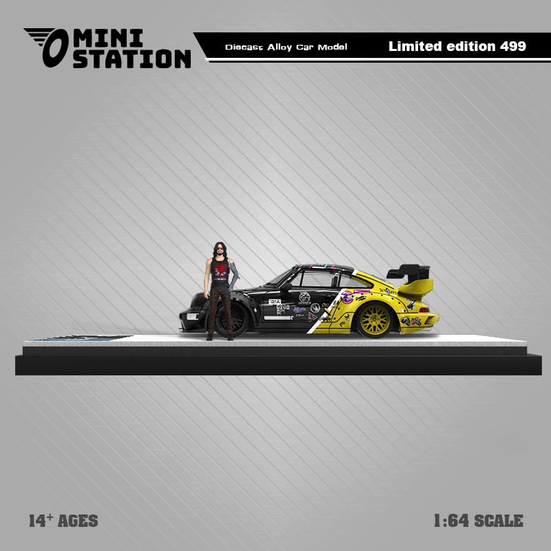 Mini Station x Time Micro 1/64 RWB964 GT Wing WildBody - Samurai Cyberpunk Livery