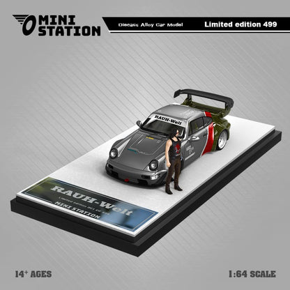 Mini Station x Time Micro 1/64 RWB964 GT Wing WildBody - Samurai Cyberpunk Livery