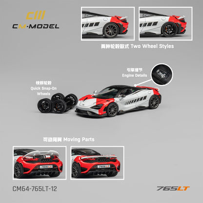 CM Model 1/64 Mclaren 765LT Grey Red Color