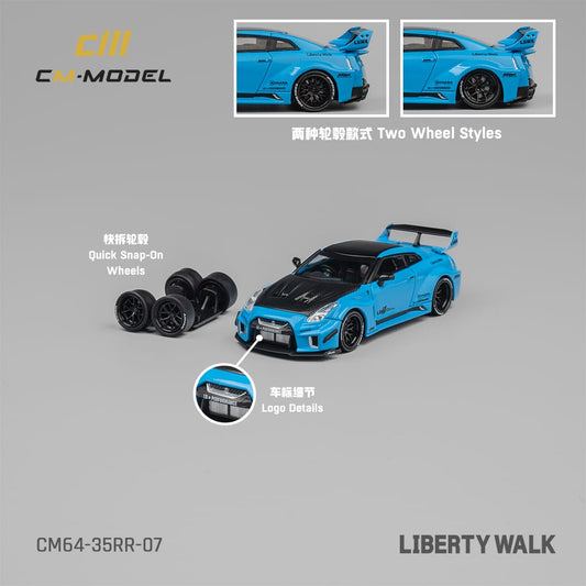 [ETA:  Jan 2025 ] CM Model 1/64 Nissan LBWK GT-R R35, Super Silhouette 35GT-RR 3.0 Baby Blue Color with Carbon-Hood