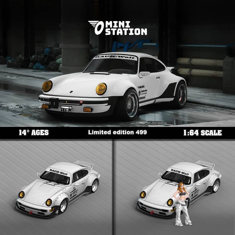 Mini Station x Time Micro 1/64 RWB964 GT Wing WildBody Samurai Cyberpunk Livery