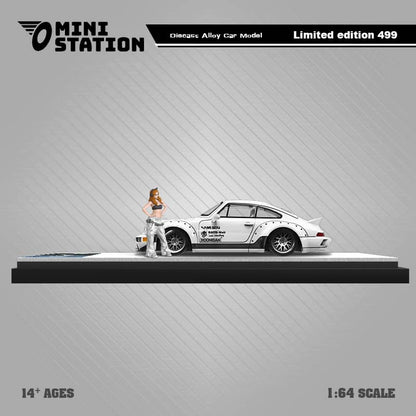 Mini Station x Time Micro 1/64 RWB964 GT Wing WildBody Samurai Cyberpunk Livery