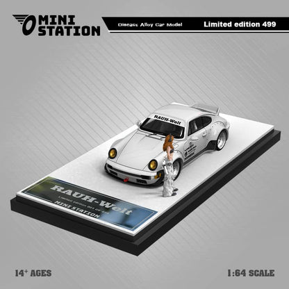 Mini Station x Time Micro 1/64 RWB964 GT Wing WildBody Samurai Cyberpunk Livery