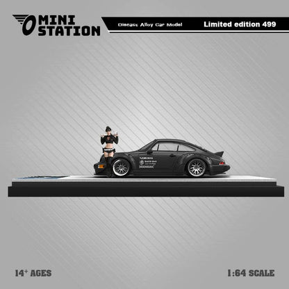 Mini Station x Time Micro 1/64 RWB964 GT Wing WildBody Samurai Cyberpunk Livery