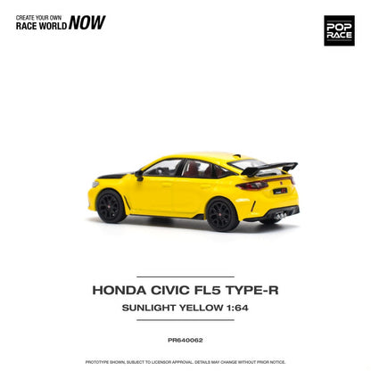 [ETA:  Jan 2025 ] Pop Race 1/64 HONDA CIVIC FL5 TYPE-R SUNLIGHT YELLOW