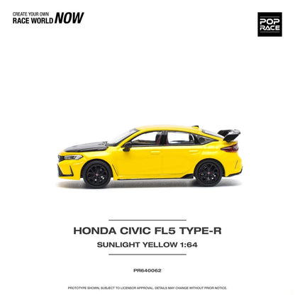 [ETA:  Jan 2025 ] Pop Race 1/64 HONDA CIVIC FL5 TYPE-R SUNLIGHT YELLOW