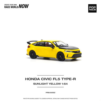 [ETA:  Jan 2025 ] Pop Race 1/64 HONDA CIVIC FL5 TYPE-R SUNLIGHT YELLOW