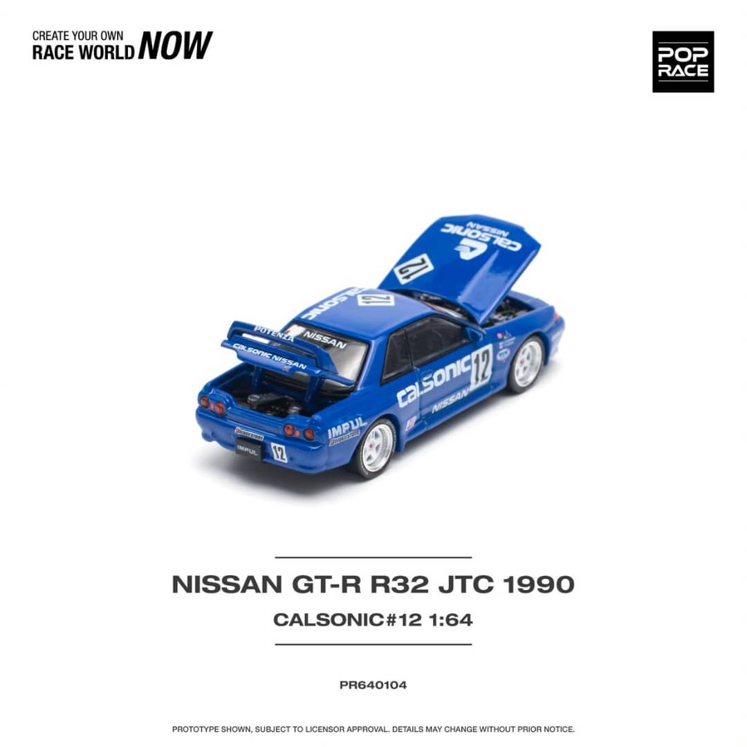 [ETA:  Jan 2025 ] Pop Race 1/64 NISSAN SKYLINE GT-R R32 JTC 1990 CALSONIC #12