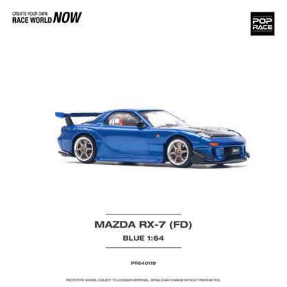 Pop Race 1/64 MAZDA RX-7 (FD3S) RE-AMEMIYA WIDEBODY METALLIC BLUE