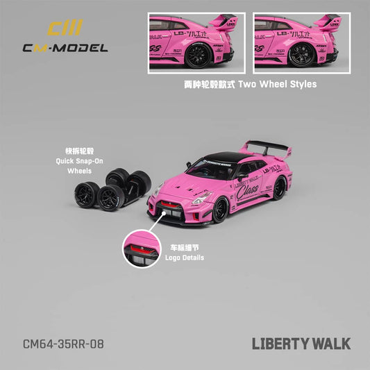 CM Model 1/64 Nissan LBWK GT-R R35 Super Silhouette 35GT-RR 3.0 Pink with Stripe