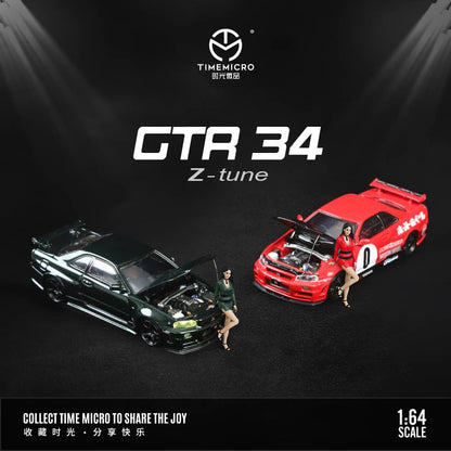 Time Micro 1/64 Skyline GT-R R34 Nismo Z-Tune NFS Red Zero/ Green