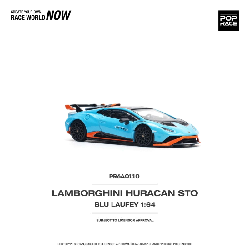 Pop Race 1/64 Huracan STO Blue with Orange Stripe