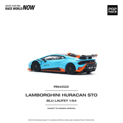 Pop Race 1/64 Huracan STO Blue with Orange Stripe