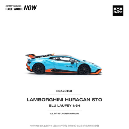 Pop Race 1/64 Huracan STO Blue with Orange Stripe