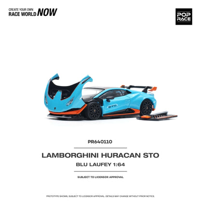 Pop Race 1/64 Huracan STO Blue with Orange Stripe