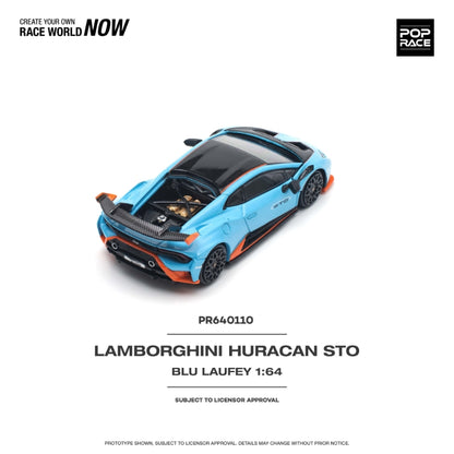 Pop Race 1/64 Huracan STO Blue with Orange Stripe
