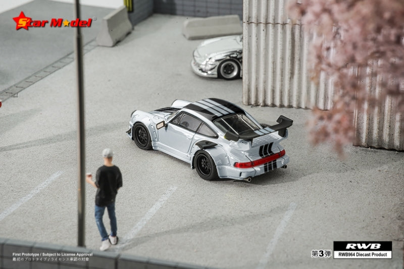 Star Model 1/64 RWB964 GT Wing Rauh-Welt Modified - Silver