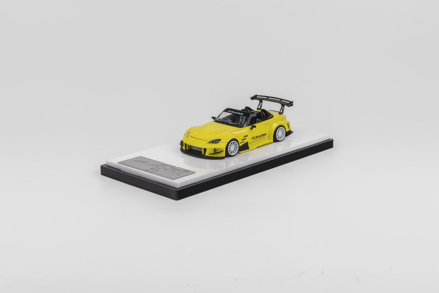 MicroTurbo 1/64 S2000 AP1 J's Racing Modified Metallic Yellow (Open-Hood丨Detachable Engine丨Magnet Spoiler)