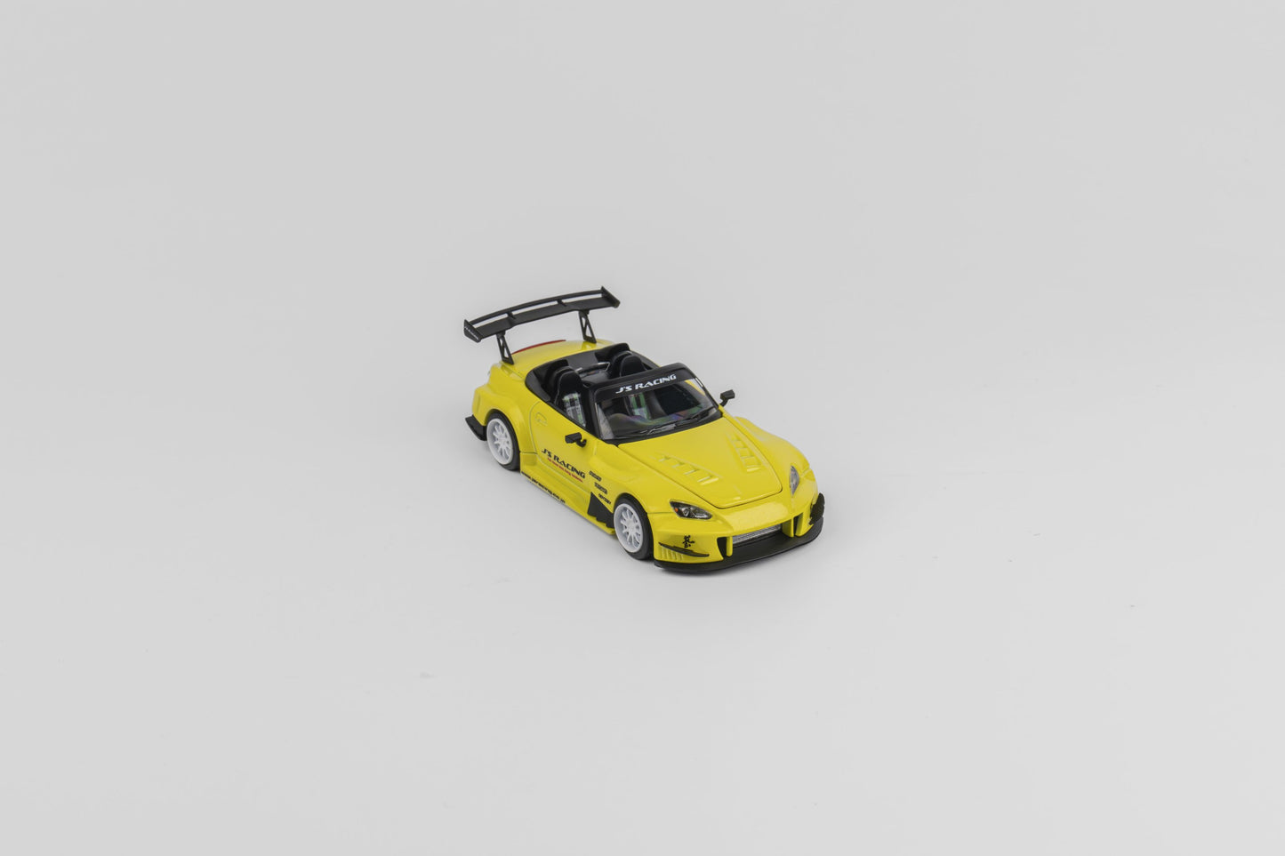 MicroTurbo 1/64 S2000 AP1 J's Racing Modified Metallic Yellow (Open-Hood丨Detachable Engine丨Magnet Spoiler)